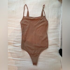 Abercrombie Tan Square Neck Bodysuit